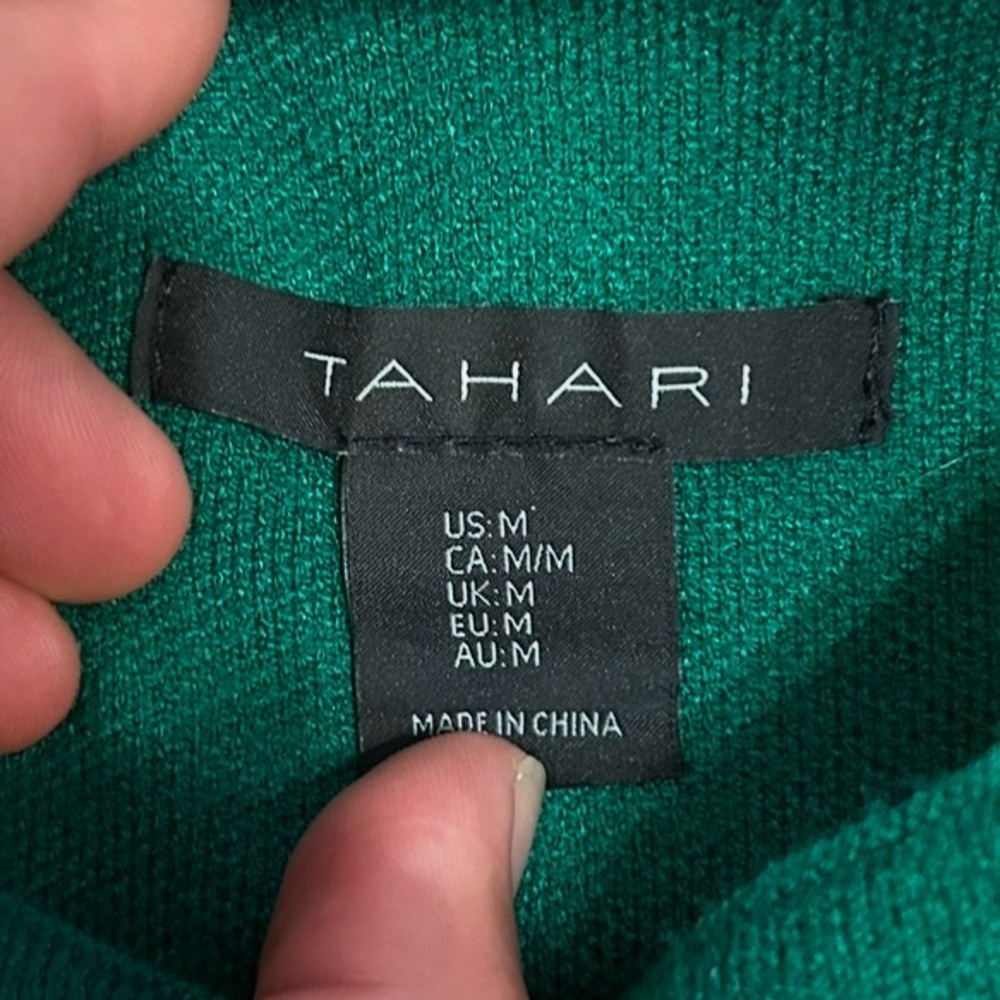 Tahari Emerald Green Mock Neck Sweater Classic Luxe Knit Women M - Picture 3 of 6